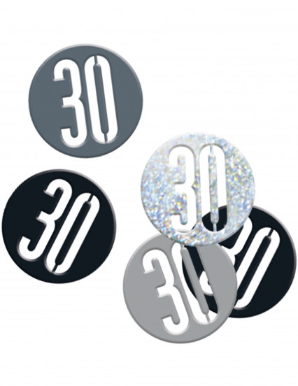 30 års konfetti sort og sølvfarvet 1
