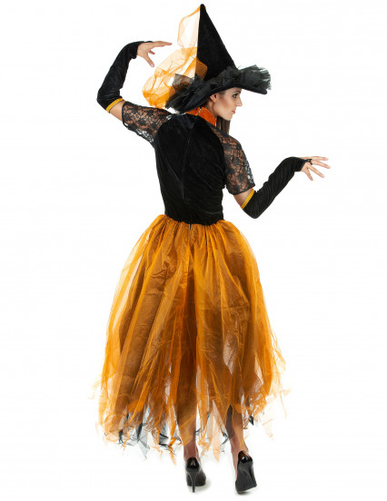 Heksekostume i blonder kvinde orange Halloween 3