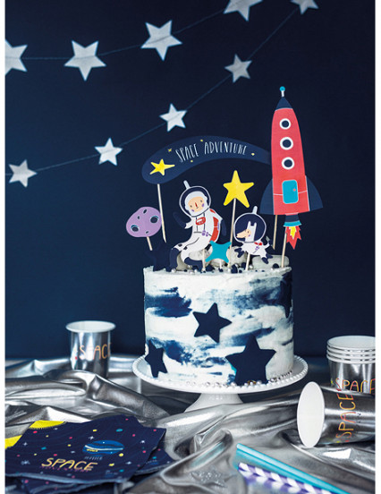 7 Cake toppers i karton Space Adventure 9,5 x 24,5 cm 2