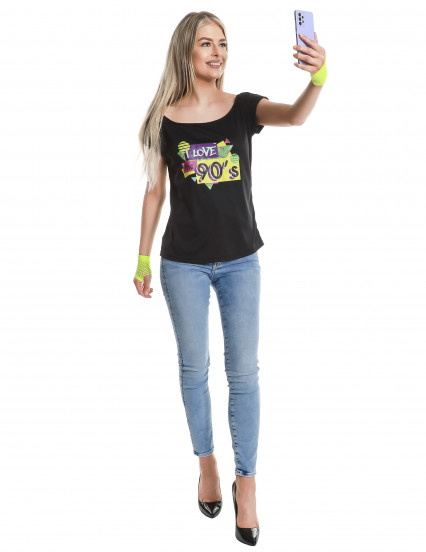 Jeg elsker 90&#39;ernes sorte dame-t-shirt 4