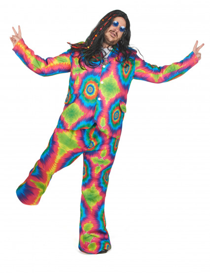 Psykedelisk hippiekostume til mænd i stor størrelse 6