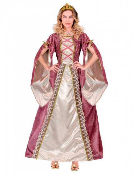 Plus size pink og hvid middelalderprinsesse kostume til kvinder 1